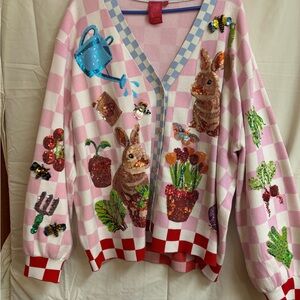 QUEEN OF SPARKLES Pink and Red Garden Cardigan